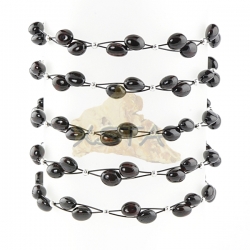 Black olive amber bracelet with wire